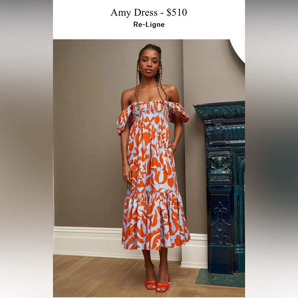 La Ligne Amy Dress, Periwinkle/Tangerine - Sz M NEW, never worn, nwot✨ - Picture 3 of 9